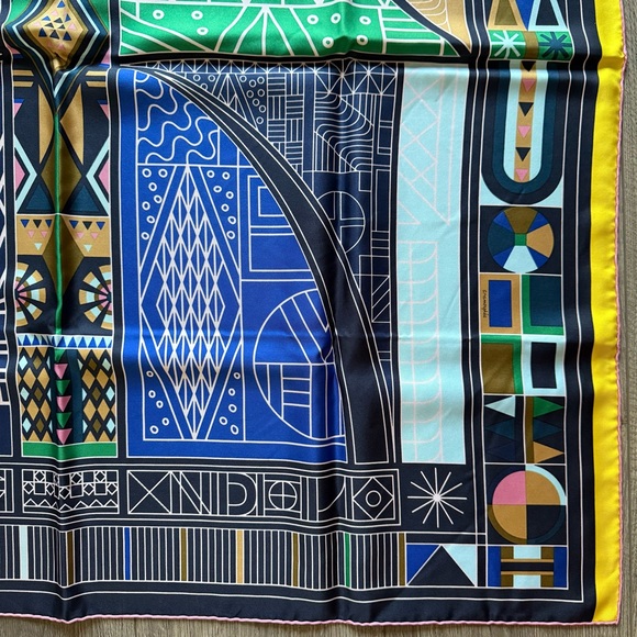 Hermes Multicolor Silk NDOP by Anamorphée Scarf 90 2017 Blue Geometric - Picture 5 of 10